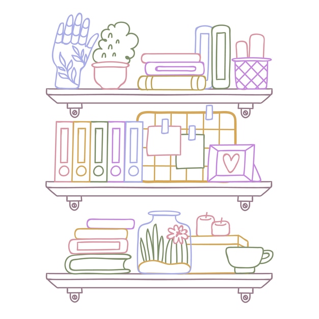 Free Vector hand drawn shelf outline illustration