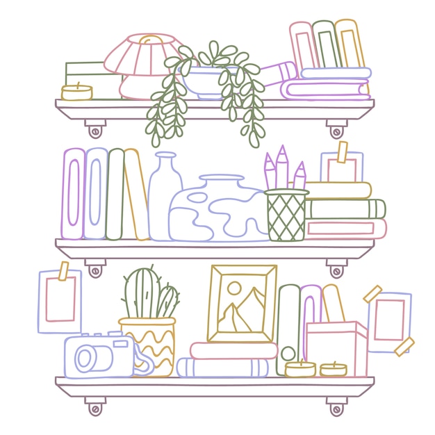 Free Vector hand drawn shelf outline illustration