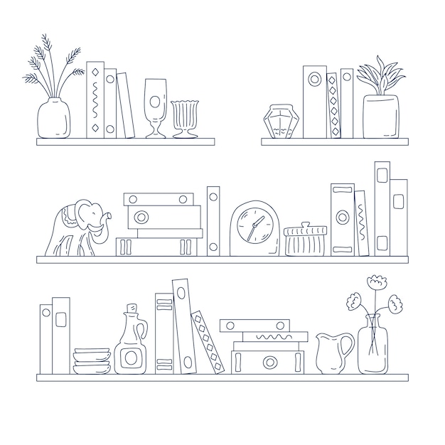 Free Vector hand drawn shelf outline illustration