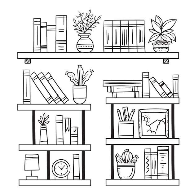 Hand drawn shelf outline illustration