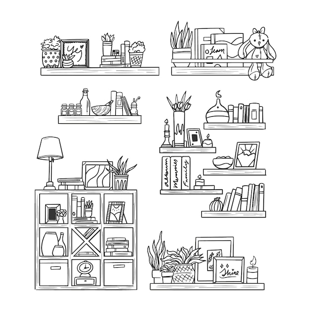 Hand drawn shelf outline illustration