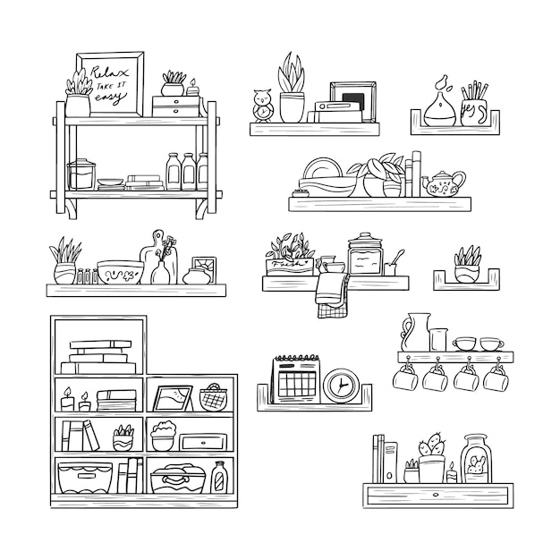 Hand drawn shelf outline illustration