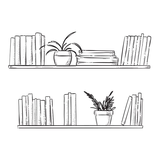 Hand drawn shelf outline illustration