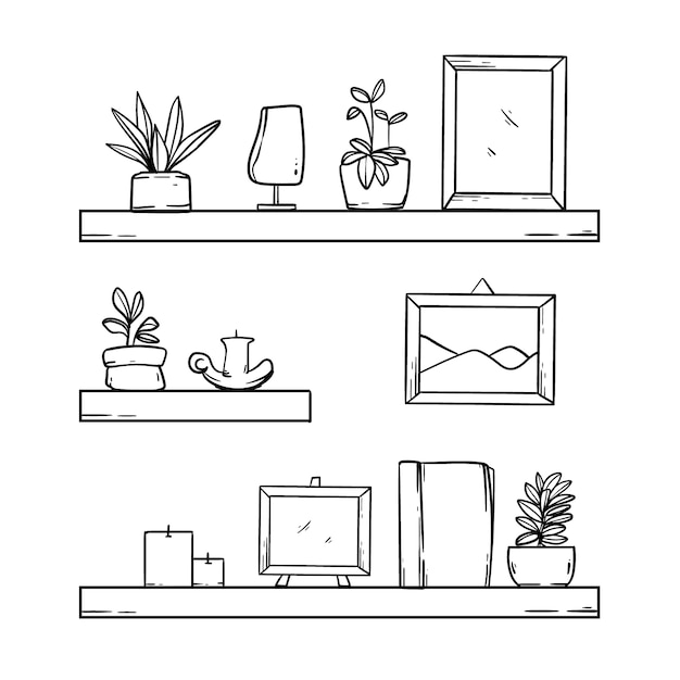 Free Vector hand drawn shelf outline illustration