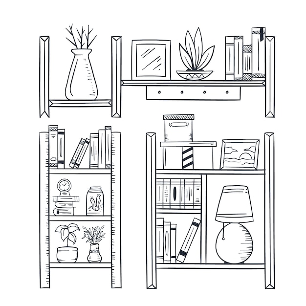 Free Vector hand drawn shelf outline illustration