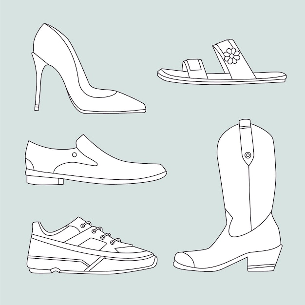 Free Vector hand drawn shoe  outline illustration