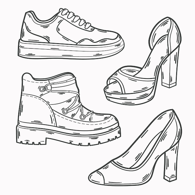 Free Vector hand drawn shoe  outline illustration