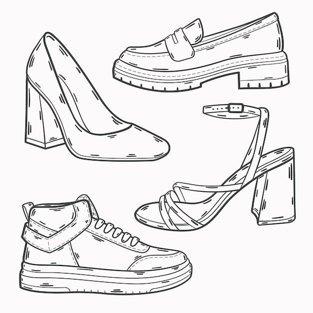 Free Vector hand drawn shoe  outline illustration