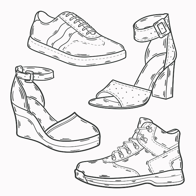 Hand drawn shoe  outline illustration