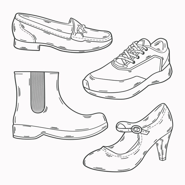 Hand drawn shoe  outline illustration