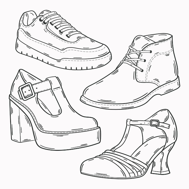 Hand drawn shoe  outline illustration