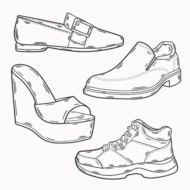 Hand drawn shoe  outline illustration