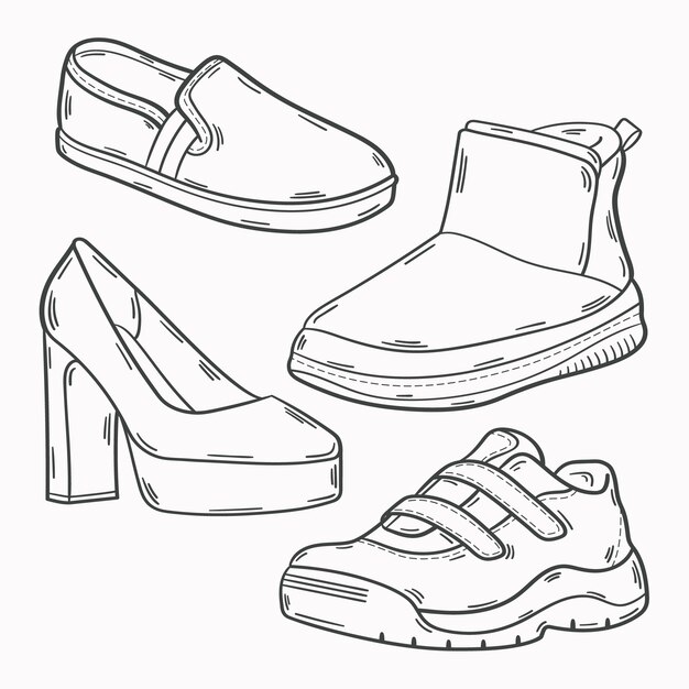 Hand drawn shoe  outline illustration