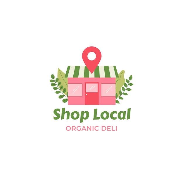 Hand drawn shop local logo design