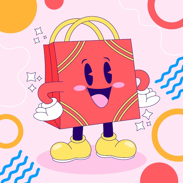 Free Vector hand drawn shopping bag cartoon illustration