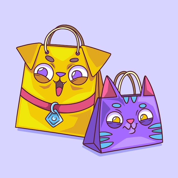 Free Vector hand drawn shopping bag cartoon illustration