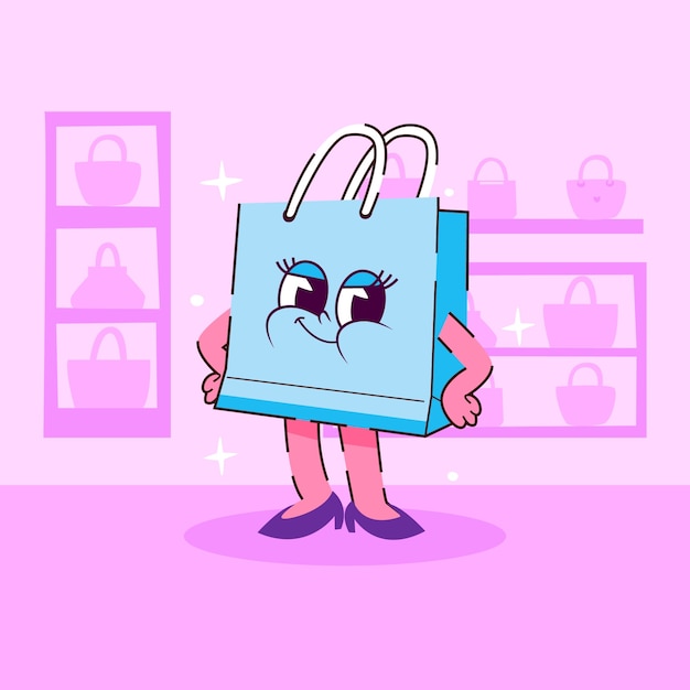 Free Vector hand drawn shopping bag cartoon illustration