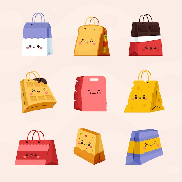 Free Vector hand drawn shopping bag cartoon illustration