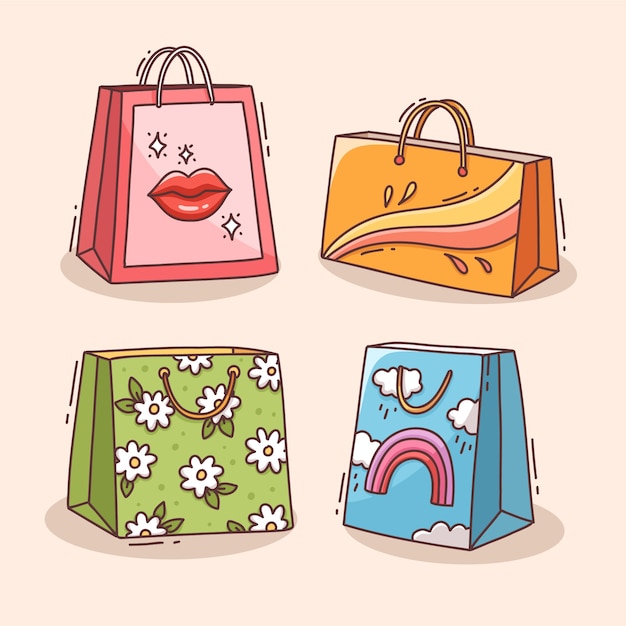 Free Vector hand drawn shopping bag cartoon illustration