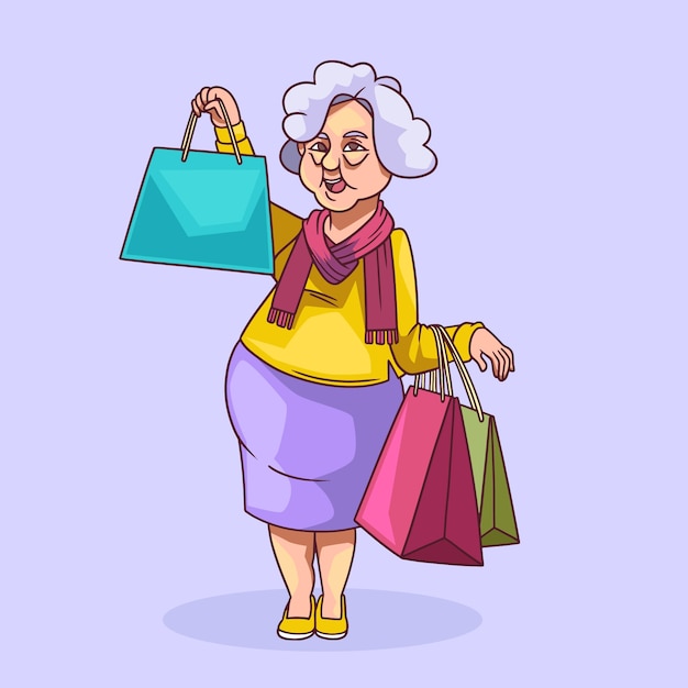 Hand drawn shopping cartoon illustration