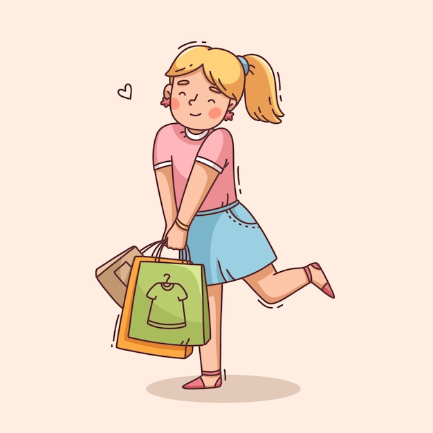 Free Vector hand drawn shopping cartoon illustration