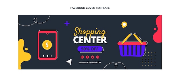 Hand drawn shopping center facebook cover