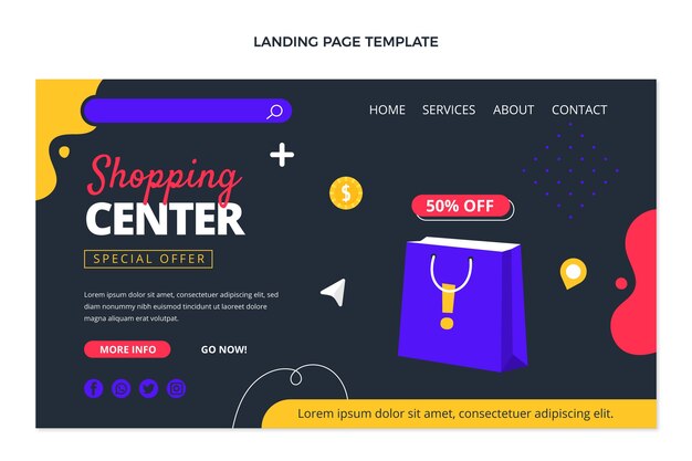 Hand drawn shopping center landing page