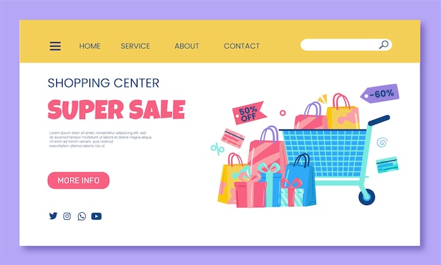 Hand drawn shopping center landing page