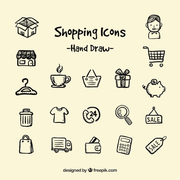 Free Vector hand drawn shopping icons