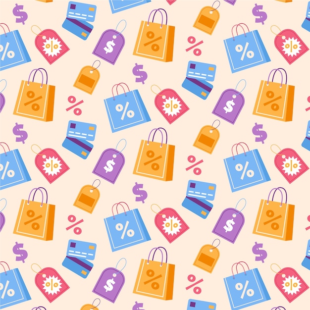 Hand drawn shopping pattern design