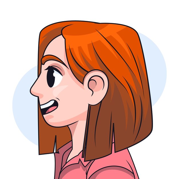 Hand drawn side profile cartoon illustration