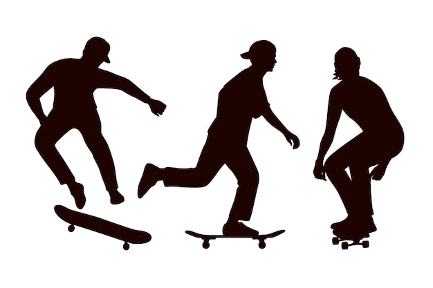 Hand drawn silhouette skateboard