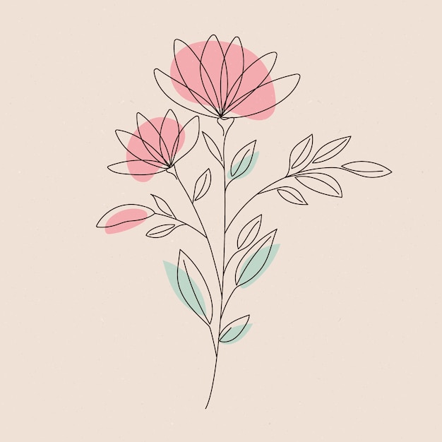 Free vector hand drawn simple flower outline illustration