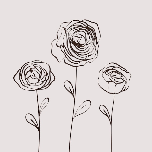 Free vector hand drawn simple flower outline illustration