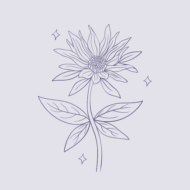 Free vector hand drawn simple flower outline illustration