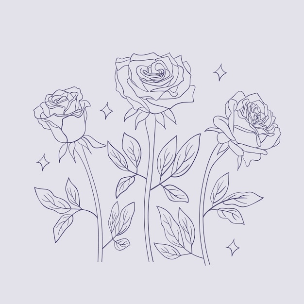 Free Vector hand drawn simple flower outline illustration