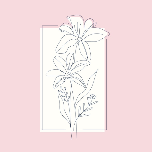 Hand drawn simple flower outline illustration