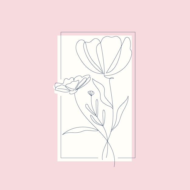 Hand drawn simple flower outline illustration