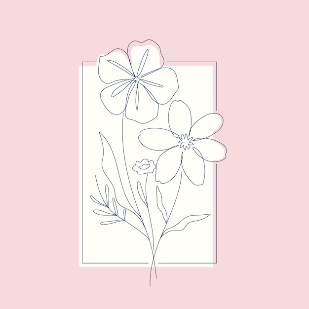 Hand drawn simple flower outline illustration