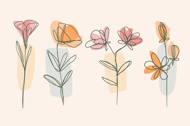 Hand drawn simple flower outline illustration