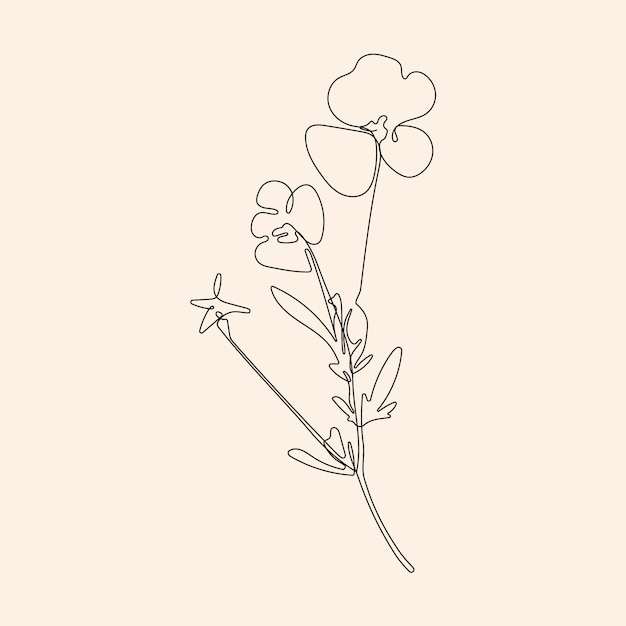 Free vector hand drawn simple flower outline