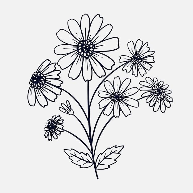 Hand drawn simple flower outline