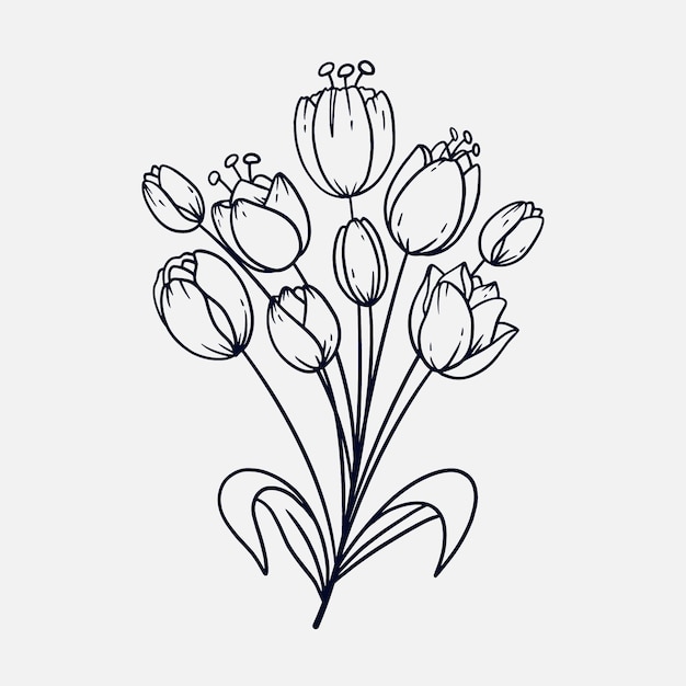 Free vector hand drawn simple flower outline