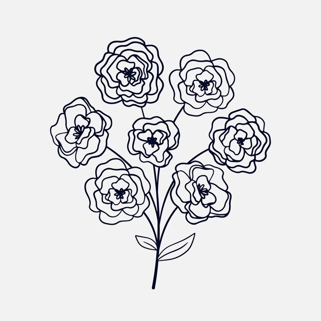 Hand drawn simple flower outline