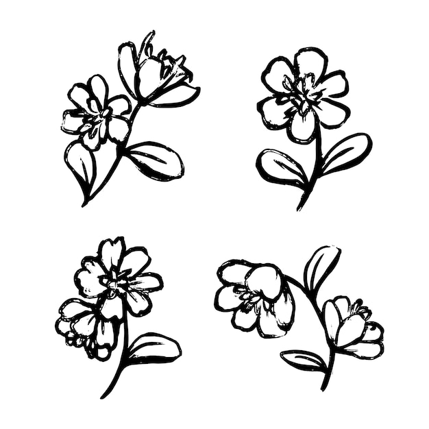 Hand drawn simple flower outline