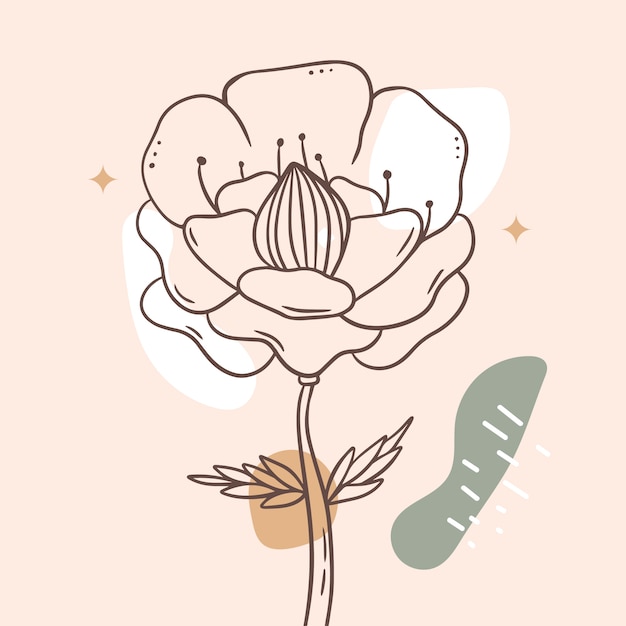 Free vector hand drawn simple flower outline