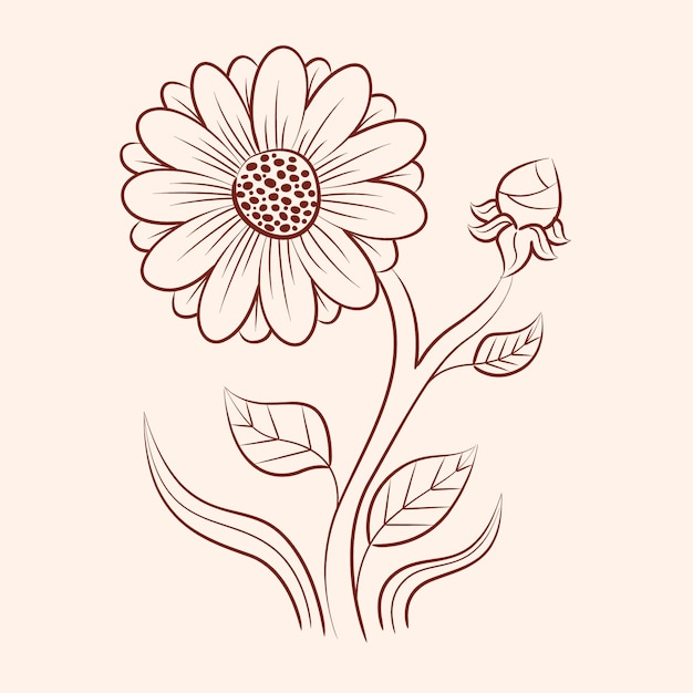 Hand drawn simple flower outline