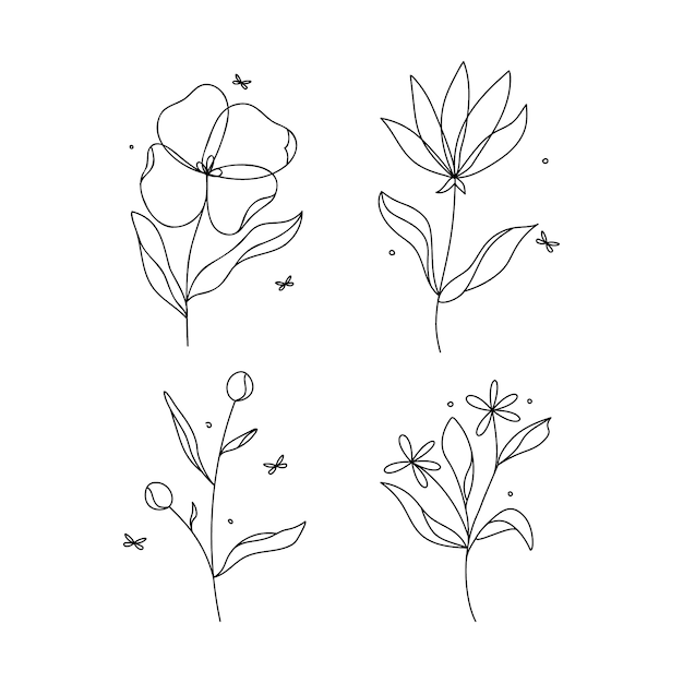 Hand drawn simple flower outline