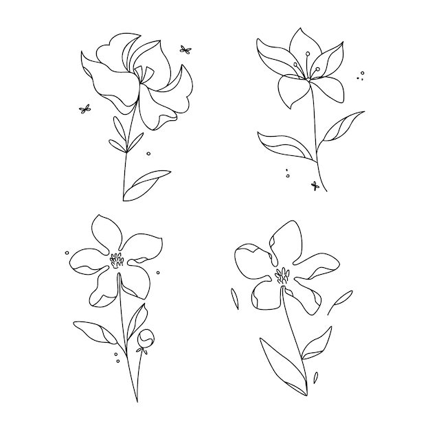 Hand drawn simple flower outline