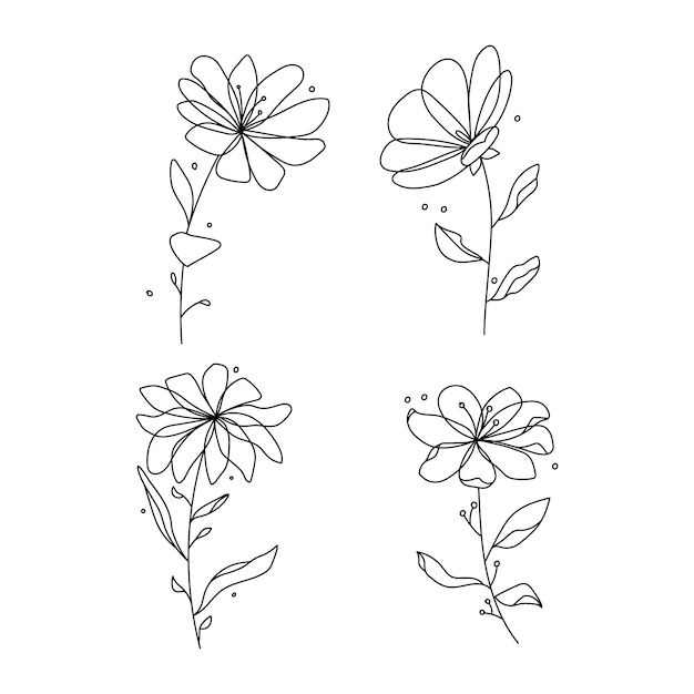 Free Vector hand drawn simple flower outline